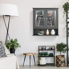 Tangkula Bathroom Cabinet Wall Mounted with Double Mirror Doors