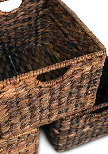 BIRDROCK HOME Woven Storage Shelf Organizer Baskets with Handles