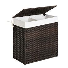 SONGMICS Divided Laundry Hamper, Handwoven Laundry Basket