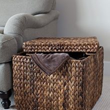BIRDROCK HOME Woven Storage Cube - Abaca Seagrass Decorative Ottoman