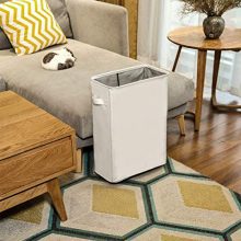 Beige Dirty Clothes Laundry Hamper Corner Bin