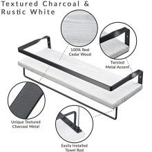 Rustic Floating Wall Shelves with Rails for Bedroom, Bathroom