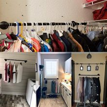 Industrial Pipe Clothes Rack, Heavy Duty Wall Mounted