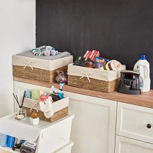 EZOWare Set of 3 Natural Woven Seagrass Nesting Wicker Shelf Storage