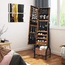 CHARMAID Industrial Jewelry Armoire with Full Length Mirror