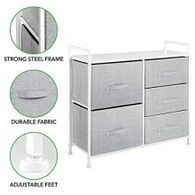 Wide Dresser Storage Tower Easy Pull Fabric Bins