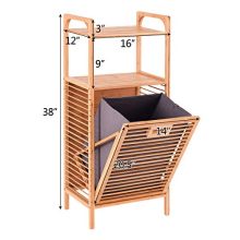 Giantex Laundry Hamper Bamboo Freestanding W/Shelf