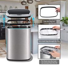 Waste Bin Mute Metal Garbage Can with Lid Stainless Steel