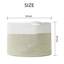 Large 22x22x14 Inch Woven Storage for Blankets and Toys - Stylish Nursery Laundry Hamper in White & Light Brown