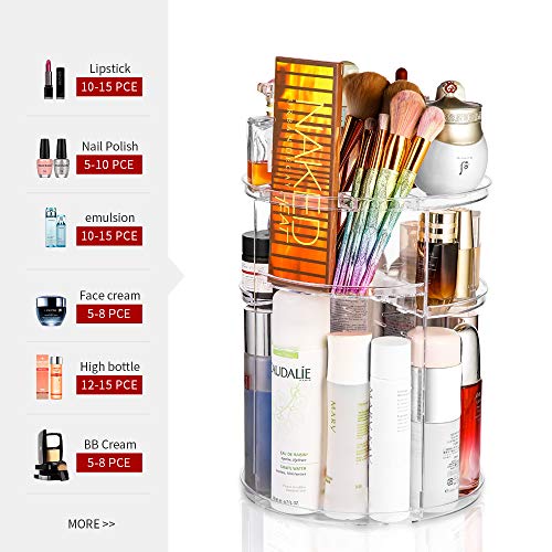 360 Rotating Adjustable Cosmetic Organizer Holder Storage Rack
