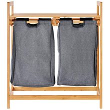 Bamboo Laundry Hamper with Dual Compartments