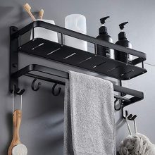 Aluminum Shelves Rectangle 1 Tier Rack Wall Mounted Black