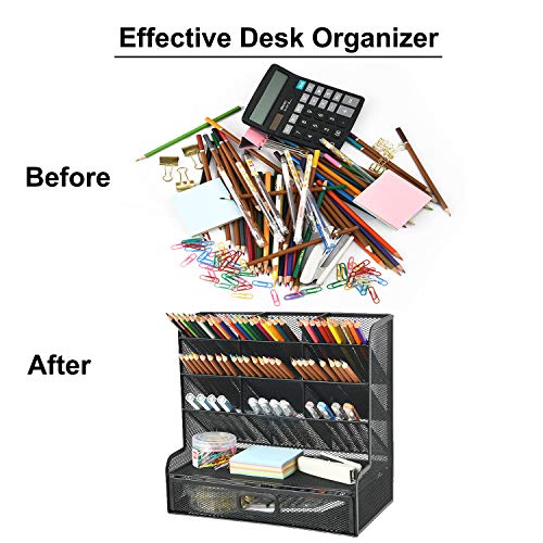 Marbrasse Mesh Desk Organizer, Multi-Functional Pen Holder