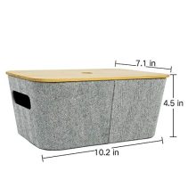 LA JOLIE MUSE Mid-Century Modern Light Gray, Tweed Fabric Storage Basket