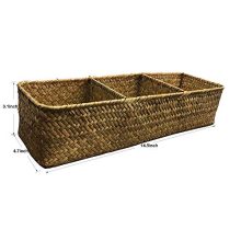 LA Rectangular Woven Seagrass Storage Basket and Home Organizer Bins