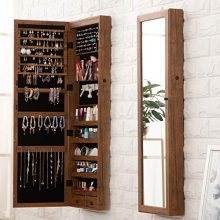 8 LED Lights Lockable Full mirror jewelry organizer