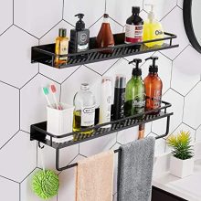 Aluminum Adhesive Shower Shelf with 4 Hooks