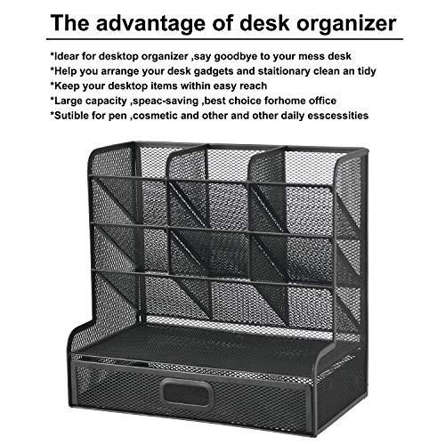 Marbrasse Mesh Desk Organizer, Multi-Functional Pen Holder