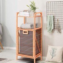 Giantex Laundry Hamper Bamboo Freestanding W/Shelf