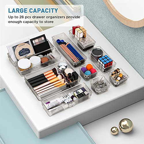 Kootek 21 Pcs Desk Drawer Organizer Trays 4-Size, Bathroom Drawer