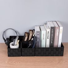 Woven Storage Box Cube Basket Set of 4 (Black) - Organize and Beautify Your Space with Style and Durability