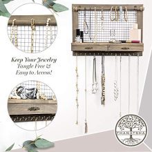 Rustic Wall Mounted Jewelry Organizer with Ring and Earring Drawers