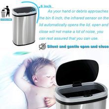 13 Gallon Touch-Free Automatic Stainless-Steel Trash