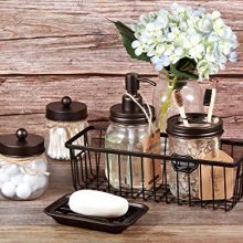 Storage Organizer Basket Premium Mason Jar Bathroom Accessories Set