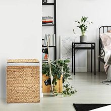 Handwoven Water Hyacinth Laundry Hamper – Portable, Lidded, Removable Liner