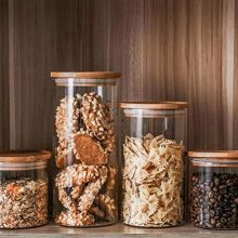 Sweejar 18 OZ Glass Food Storage Jar with Lid(set of 3)