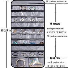 Hanging Jewelry Organizer with Rotating Hanger - 76 Pockets for Effortless Jewelry Storage and Access(Gray)