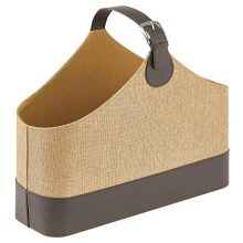 mDesign Rectangle Basket Tote Bin Organizer with Attached Handle for Blankets