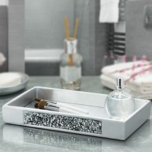 DWELLZA Silver Mosaic Vanity Mirror Tray for Dresser