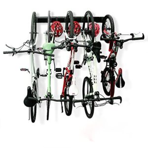 Bike Rack Garage Storage 5 Bicycles Hooks Wall Mount