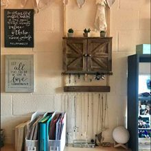 Rustic Wall Mounted Jewelry Organizer – Vintage Wooden Jewelry Holder with Barn Door Decor & Hook Organizer