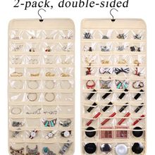 Double Sided Hanging Jewelry Organizer 80 Pockets