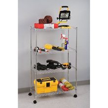 Seville Classics 4-Tier Steel Wire Shelving with Wheels
