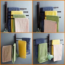 Bronze Mounted Swivel Towel Bar Holder with Hooks