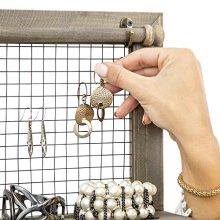 Rustic Wall Mounted Jewelry Organizer with Ring and Earring Drawers