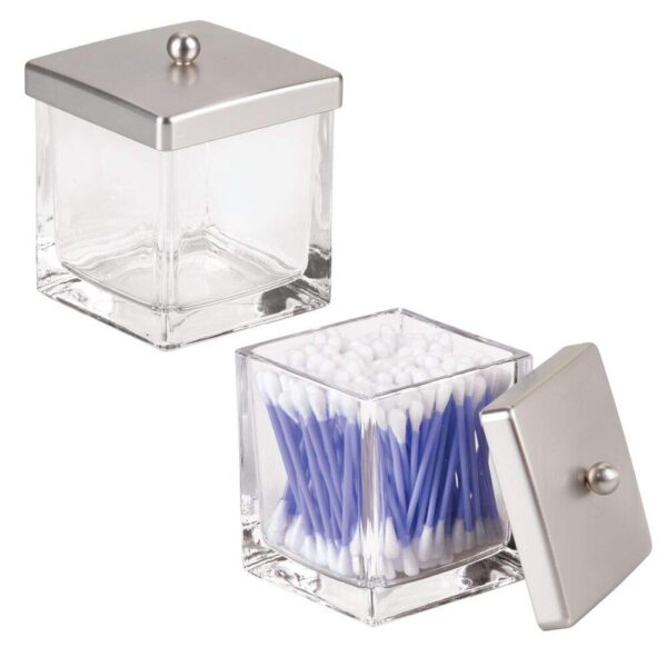 mDesign Modern Glass Square Bathroom Vanity Countertop Storage Organizer