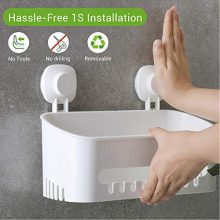 Luxear Shower Caddy Suction Cup, Drill-Free Removable Plastic Shower