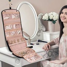 Travel Jewelry Organizer Roll with Zipper Pockets