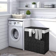 Synthetic Rattan Laundry Basket with Lid and Handles