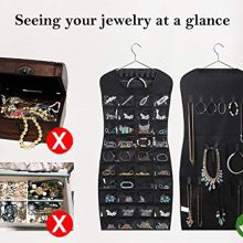 Dual-Sided Hanging Jewelry Organizer with 40 Pockets & 24 Hooks for Necklaces, Earrings & More - Black