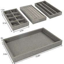 Mebbay 4 in One Stackable Sackcloth Jewelry Trays