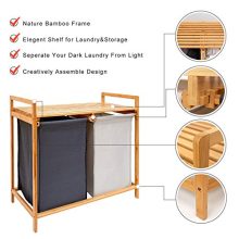 COMELLOW Bamboo Laundry Hamper and Shelf
