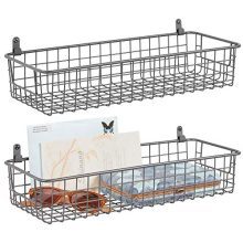 mDesign Portable Metal Farmhouse Wall Decor Storage Organizer