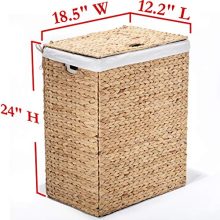 Handwoven Water Hyacinth Laundry Hamper – Portable, Lidded, Removable Liner