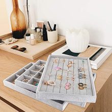 Mebbay Stackable Velvet Jewelry Trays Organizer