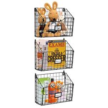 X-cosrack 3 Tier Hanging Metal Wire Basket Bin with 6 Hooks